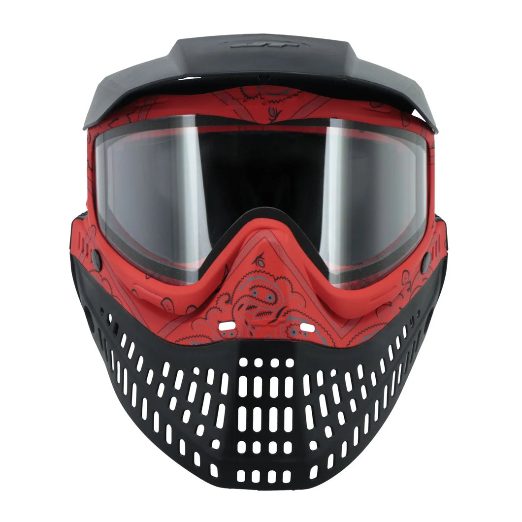 JT Bandana Series Proflex Paintball Mask - Red w/ Clear Lens