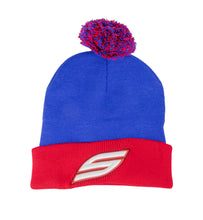 Load image into Gallery viewer, Pom Pom Beanie, Blue Red
