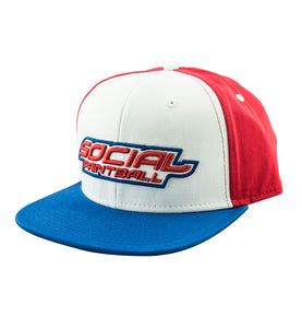 Snapback Hat, Social USA, Red White, Blue Bill